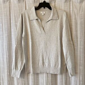 J. Crew Cotton Cashmere V neck Sweater M light gray